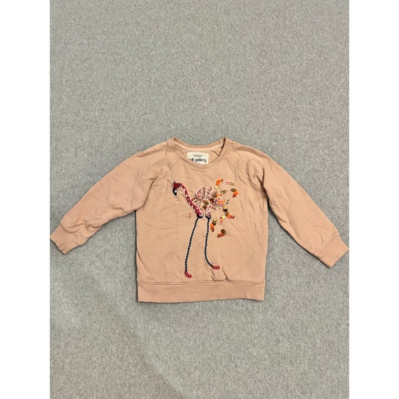 Soft Gallery Chaz Sweatshirt Kids 6Y Sequin Embroidered Flamingo Pullover Peach - Picture 1 of 16